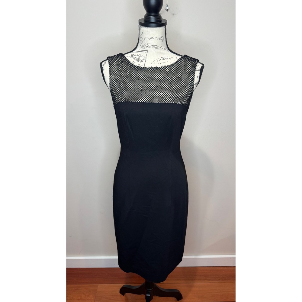 L'Agence‎ Black Sheath Dress w/ Rhinestone Embellishment Sz 4 LBD